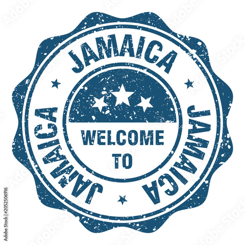 Welcome to Jamaica red grunge round stamp. Welcome to Jamaica stamp