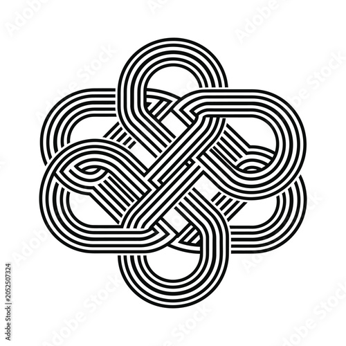 Abstract celtic knot design with black interwoven lines