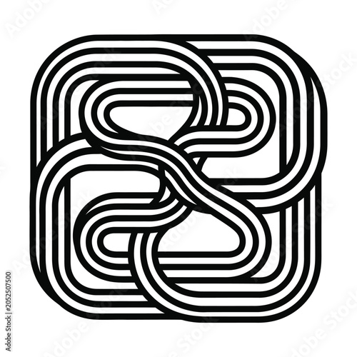 Abstract geometric square knot pattern design