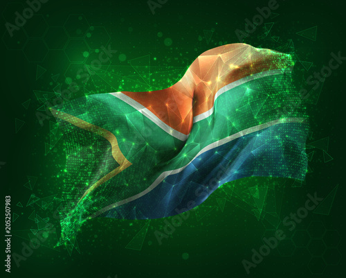 South Africa, vector 3d flag on green background