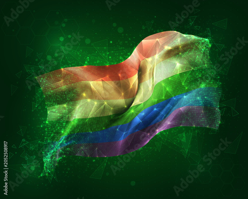 Rainbow,vector 3d flag on green background