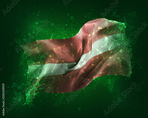 Latvia, vector 3d flag on green background