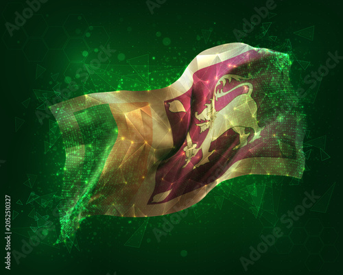 Sri Lanka, vector 3d flag on green background