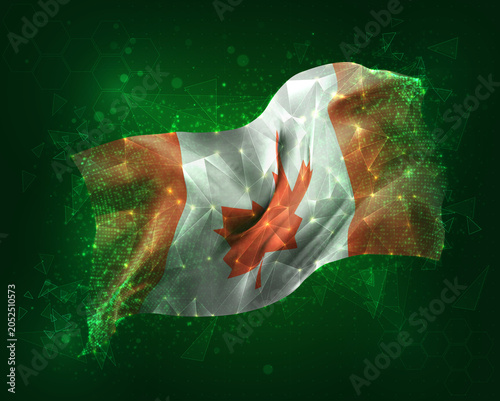 Canada, vector 3d flag on green background