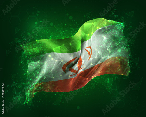 Iran, vector 3d flag on green background