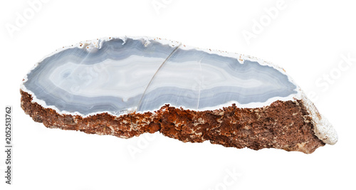 Obraz na płótnie polished gray banded agate slab cutout on white background