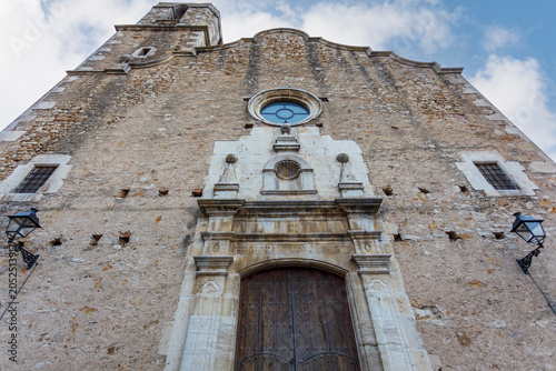 Facade of the Església de Sant Vicenç (St. Vincent's Church) in Regencos, Costa Brava, Catalonia, Spain, Europe