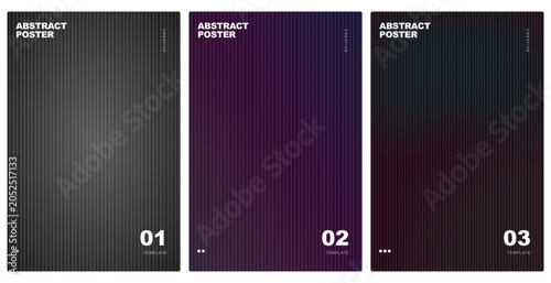 Abstract Poster Vector Template Set with Dark Vertical Stripe Texture Backgrounds for Minimalist Corporate Covers