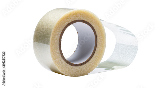 Fotografía Clear adhesive tape roll with brown cardboard core