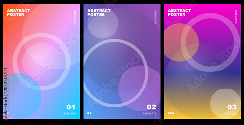 Abstract Posters Collection Vector Template with Vibrant Colorful Gradients and Circular Ring Shapes for Modern Cover Design