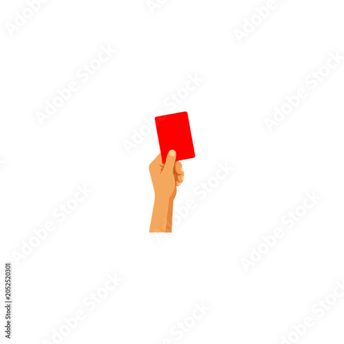 Quadro su tela Referee hand holding red card vector illustration, soccer penalty and sports fou