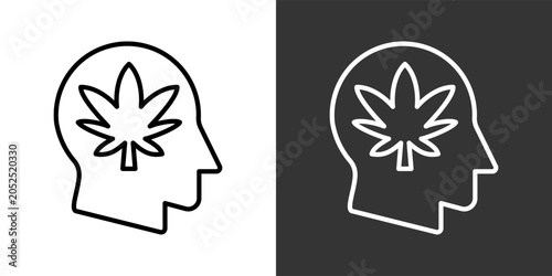 Billede på lærred Drug Addiction Black And White Icon Set Collection Pack Vector Illustration