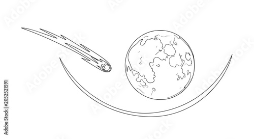 Foto Comet approaching Earth, asteroid impact threat, space astronomy, celestial body
