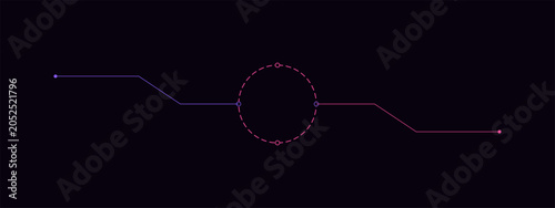 Fotografi Abstract circular network connection with incoming purple and outgoing pink data lines