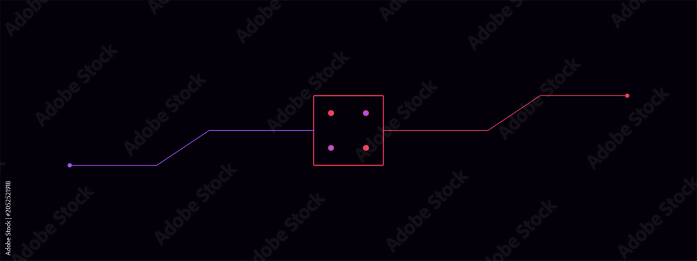 Foto Abstract digital processing unit with incoming and outgoing data streams connecting to endpoints