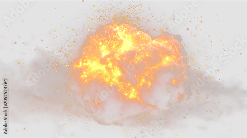 Foto Burning detonation effect with smoke and sparks PNG