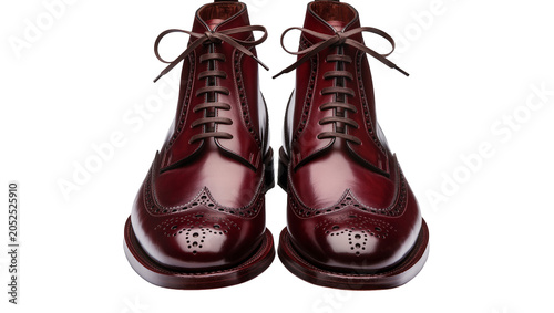 Εκτύπωση καμβά Burgundy leather wingtip brogue boots with laces