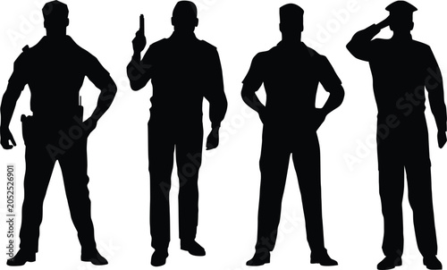 Obraz na plátně Police officer silhouette vector illustration, law enforcement, security, unifor