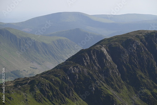 a view from the top of Cadair Idris in wales in southern Snowdonia along the Minffordd Path