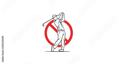 Golfer swinging golf club strongly outside.