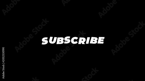 White wiggle subscribe text animation on black background