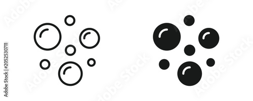 Foto Soap Bubbles Icon Set, Outline Style and Solid Icons, Vector Illustration