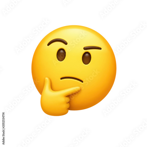 Thinking face emoji considering an idea while pondering over something important in thoughtful contemplation.