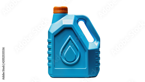 Schilderij op canvas Blue plastic container with orange cap and water drop symbol