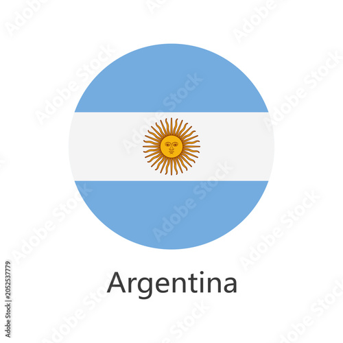 Isolated national flag of Republic of Argentina. Button flag of Argentina. Argentina circle flag vector illustration.