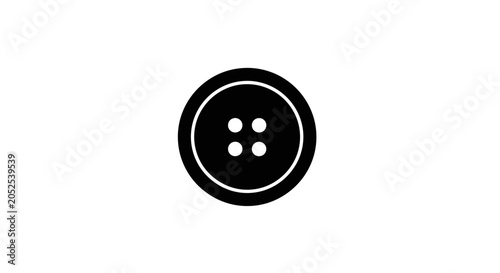 A simple black sewing button icon isolated on a white background