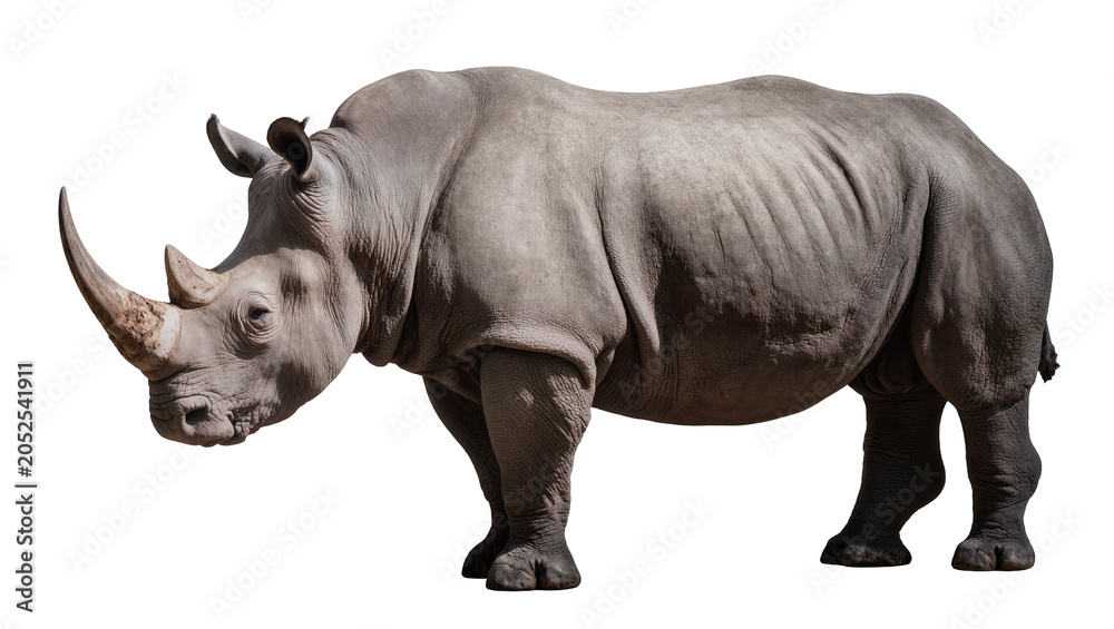 Fototapeta premium White rhinoceros with large horn and thick skin