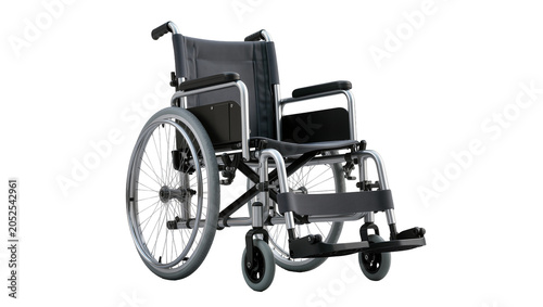 Medical wheelchair with large spoked wheels and armrests