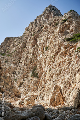 Gorge and rocky cliff on the Akrotiri Peninsula on the island of Crete
