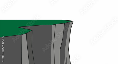 A green, grassy cliff edge with a sheer drop