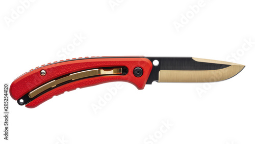 Принти на полотні Red folding knife with black and gold blade