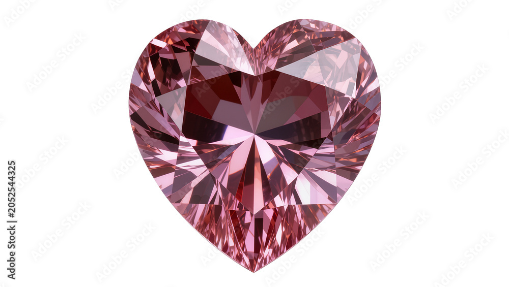 Fototapeta premium Pink heart-shaped faceted gemstone with brilliant cut