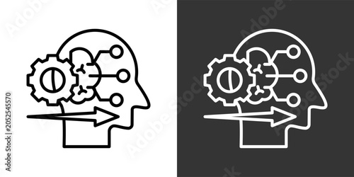Canvastavla Machine Learning Black And White Icon Set Collection Pack Vector Illustration