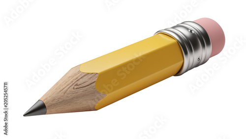 Quadro su tela Yellow hexagonal pencil with sharpened graphite tip and pink eraser