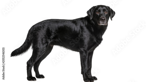 Tableau sur toile Black Labrador Retriever dog standing profile view