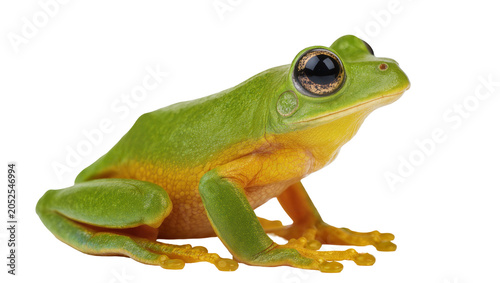 Foto Green and yellow tree frog with large eyes