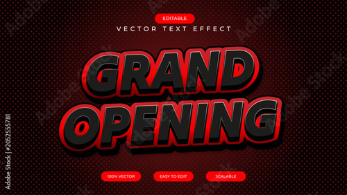 Grand opening 3d editable text effect red light style