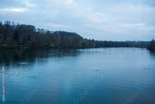Calm Lake Landscape During Blue Hour Evening