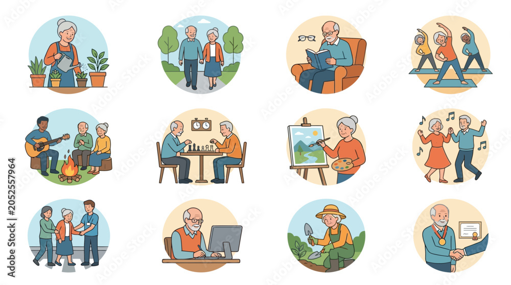 Fototapeta premium Seniors Enjoying Diverse Hobbies and Activities Collage