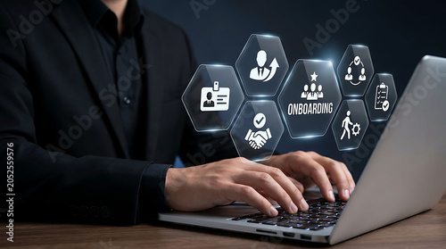 Onboarding business process employee integration laptop and corporate human resources
