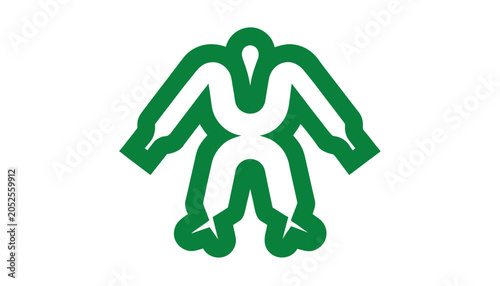 Tableau sur toile Abstract green symbol of human figure, martial arts, karate, judo, sport, fitnes