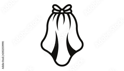 Fotografie Simple outline drawing of a baby bib with a bow on top