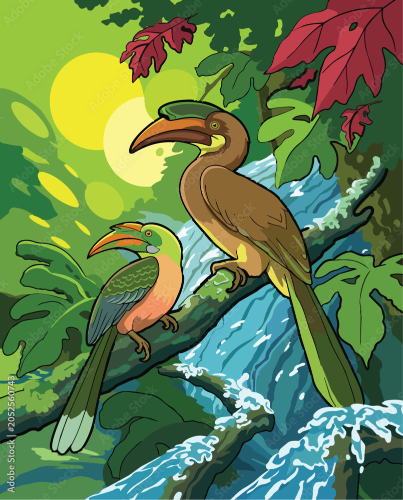 Fototapeta premium Hornbill vector art