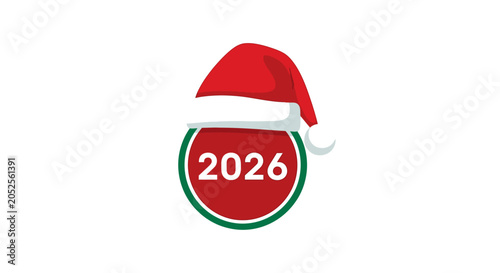 Christmas Santa hat on calendar icon.