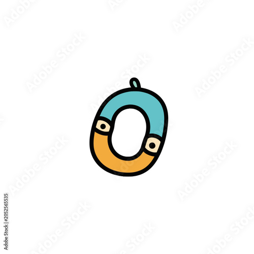 Foto Colorful cartoon horseshoe magnet icon.