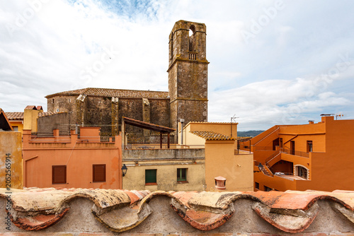 Facade of the Església de Sant Vicenç (St. Vincent's Church) in Regencos, Costa Brava, Catalonia, Spain, Europe